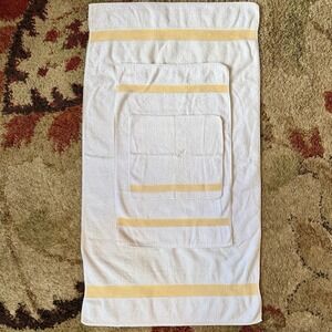 3pc VTG 1960s MCM Callaway White & Lemon Yellow Towel Set Bath Hand Washcloth